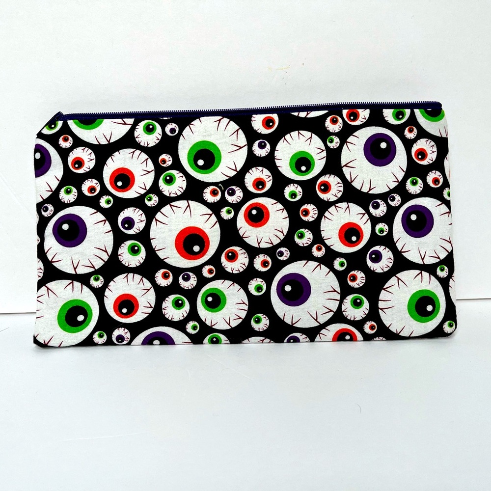 Handmade Spooky Eyeball Clutch / Pencil Pouch / Cosmetic Bag